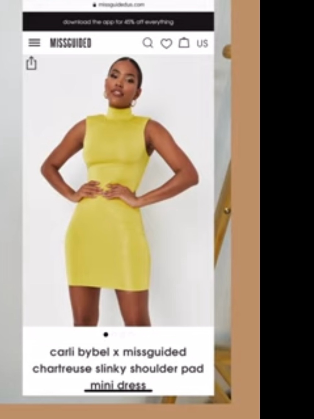 Carli Bybel x Missguided Chartreuse High Neck Slinky Mini Dress